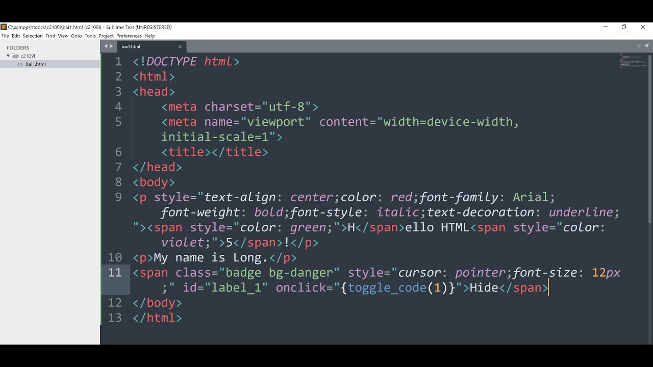 sublime text คือ  Update 2022  HTML5-CSS3-JavaScript-C2109L: Buổi 1. Download và cài đặt Sublime Text. Các thẻ P, SPAN