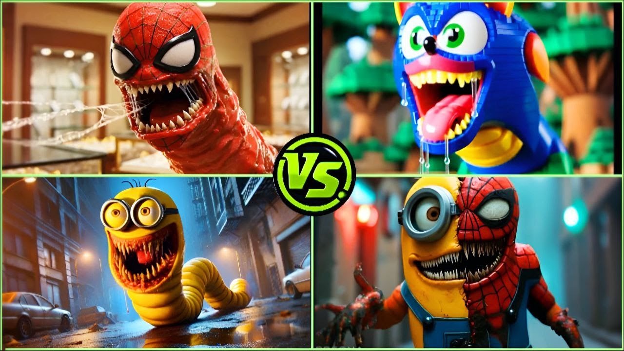 SpiderMan Exe vs Sonic Exe vs Minions Exe vs SpiderMan and Minions Exe I Tiles Hop EXE