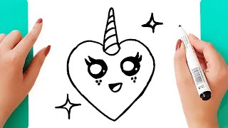 How to draw a cute unicorn heart easily | drawing a unicorn