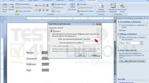 Protect the forms of the document using cert4u as password.