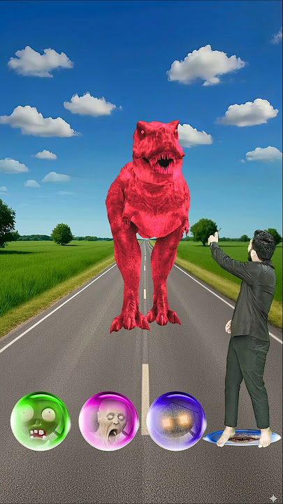 I jump on colour ball to dinosaur, monster, Siren head, zombie #shorts #youtubeshorts