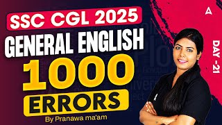 SSC CGL English Classes 2025 Tamil | 1000 Errors | SSC CGL General English By Pranawa Mam | Day 21