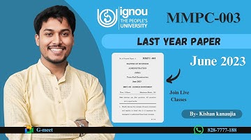 MMPC 003 Last Year Paper Solved | IGNOU | FULL VIDEO | PREVIOUS YEAR PAPER