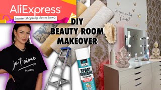 My BEAUTY ROOM MAKEOVER Using ONLY ALIEXPRESS HOME DECOR | Bougie on a Budget