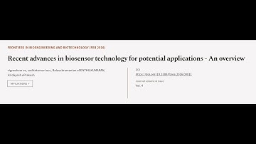 Recent advances in biosensor technology for potential applications - An overview | RTCL.TV