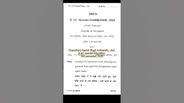 B.Ed. sp.edu., Reading and Reflecting on Text, PYQ2025, 3rd Sem., Chaudhary Ranbir Singh Uni. #crsu