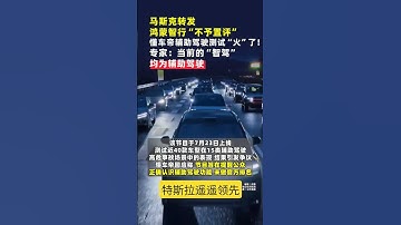 马斯克转发，鸿蒙智行“不予置评”，懂车帝辅助驾驶测试“火”了！专家：当前的“智驾”均为辅助驾驶 #中国新闻 #特斯拉 #懂车帝 #只能驾驶 #马斯克