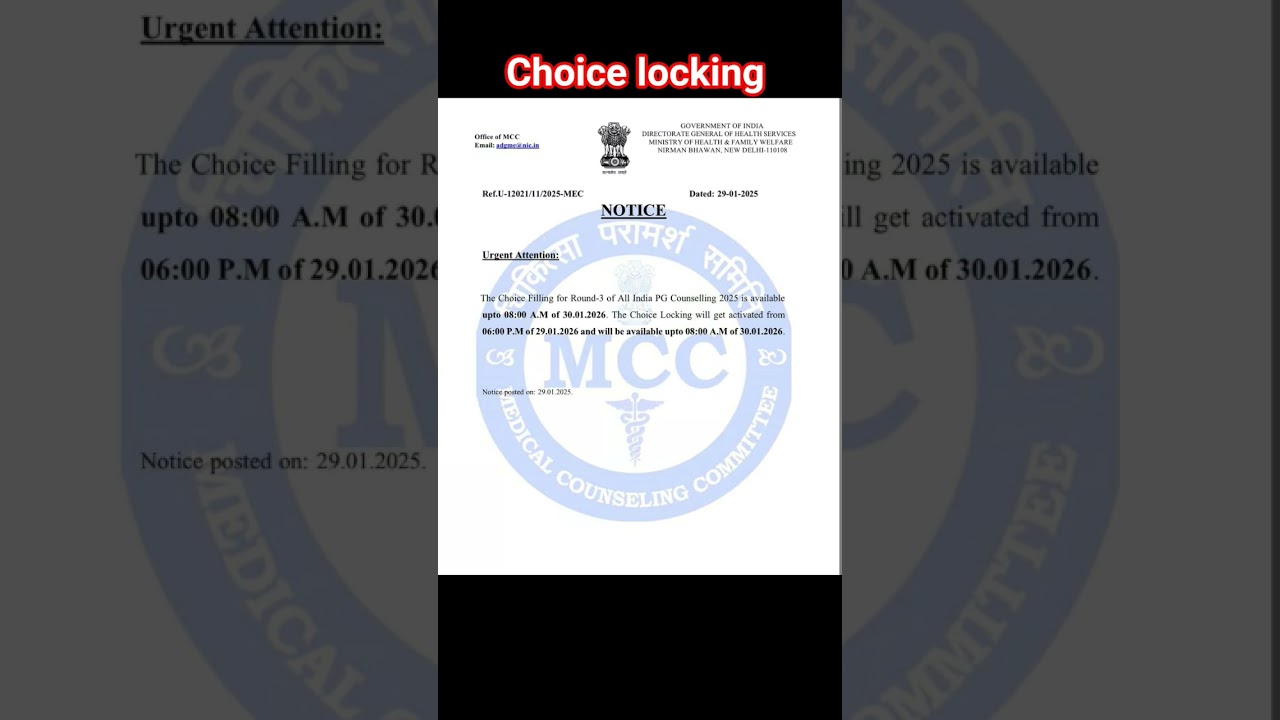 Neet PG 2025 counselling round 3 choice filling & Locking Today update 