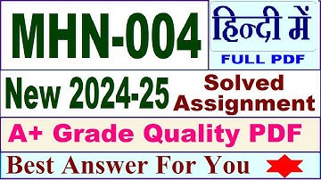 MHN 004 solved assignment 2024-25 in Hindi || mhn 004 solved assignment 2025 || mhn4 2024-25