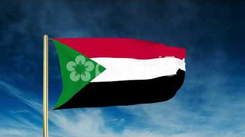 Sudan Flag Slider Style. Waving In The Wind With Cloud Background Animation