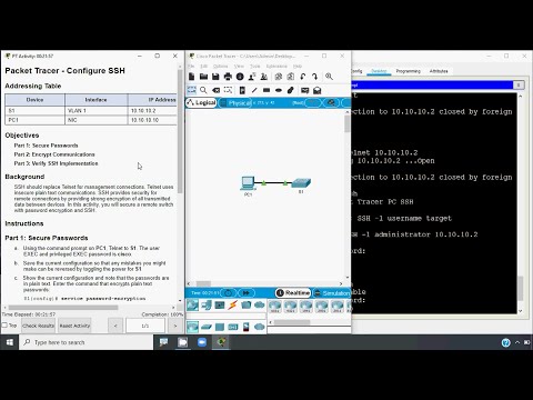 1.3.6 Packet Tracer - Configure SSH