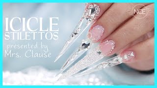 Mrs.Clause  Builds IciclesGel Nails Dripping with Jewels & Crystals
