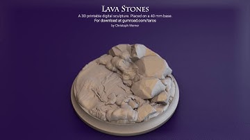 The Lava Stones - 3D Printable Digital Sculpture for Tabletop Games - Rendered with Blender Eevee