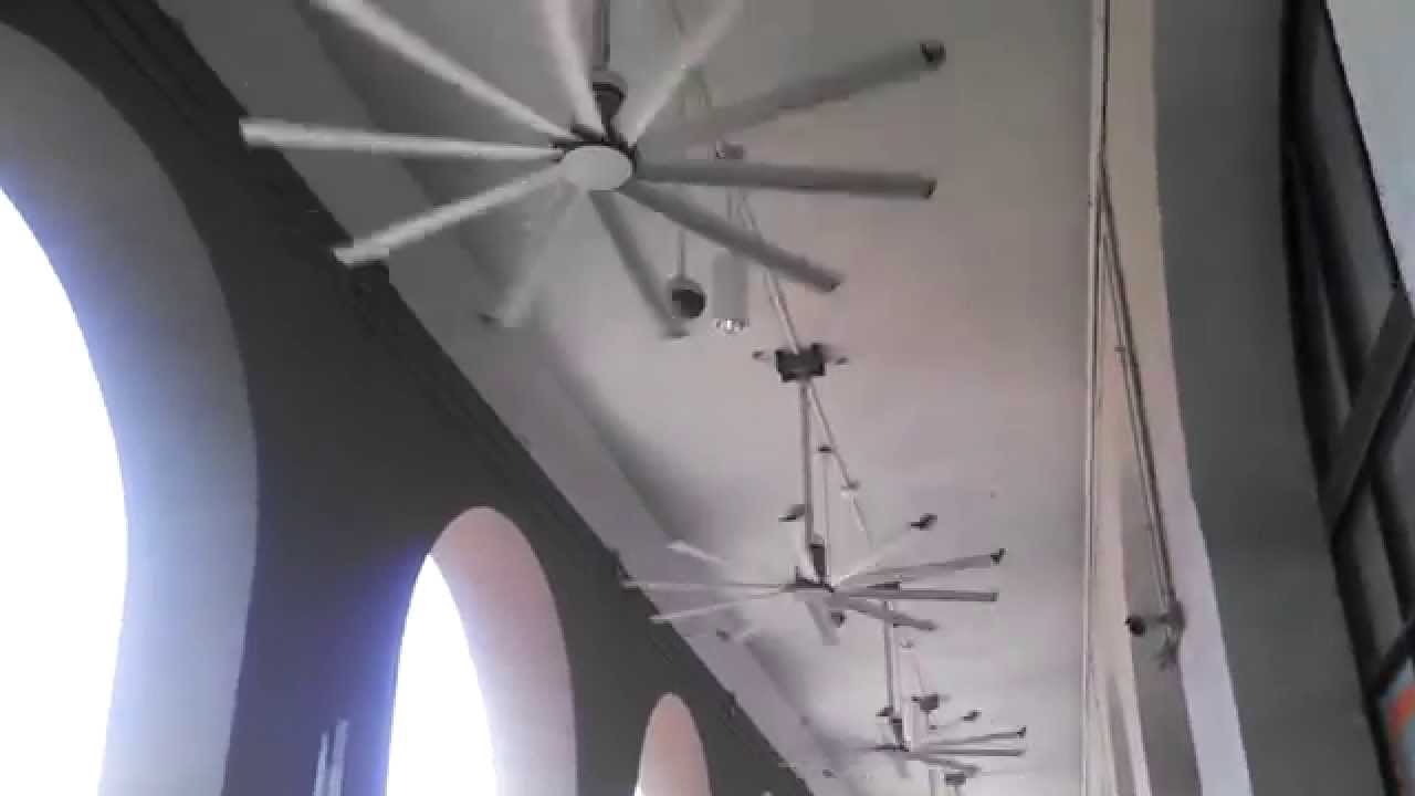 Big Ass Hvls Ceiling Fans Outside Of A Shopping Mall Youtube