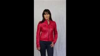 Women’s Red Leather Biker Jacket – Erin screenshot 3