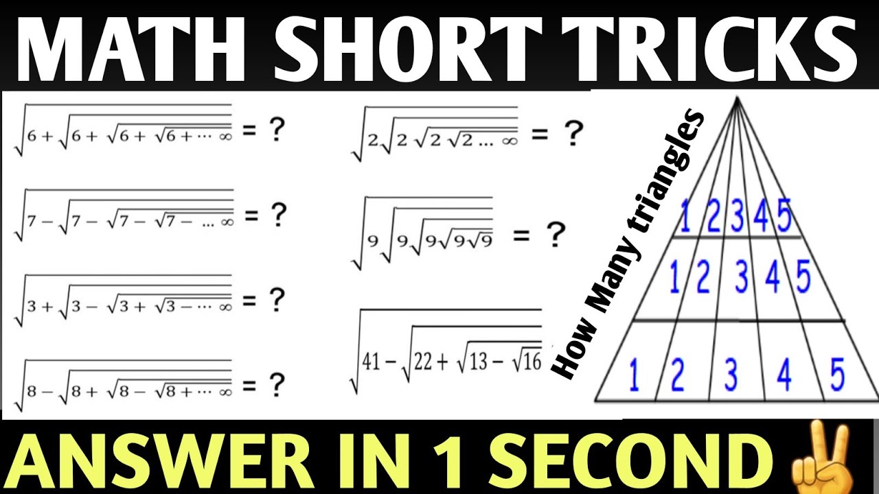 Math Tricks for All Competitive Exams | Infinity Root Series | Counting ...