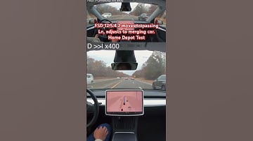 FSD 12.5.4.2 moves to passing Ln, adjusts to merging car. Home Depot Test #teslafsd #fsdbeta #fsd
