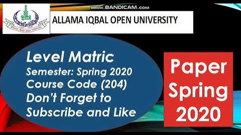 Code 204 AIOU Matric/SSC Paper  Code 204 Spring 2020 | AIOU Old Papers | AIOU Past Papers