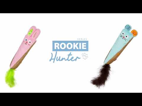 Іграшка для котів Кролик рожевий із шарудінням GiGwi ROOKIE HUNTER, текстиль, папір, 38 см, видео 1