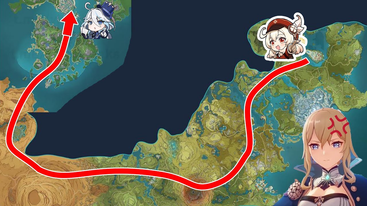 KLEE RUN AWAY FROM MONDSTAD TO  FOUNTAINE  ( IN 5 MINUTE WALKING TIMELAPSE )