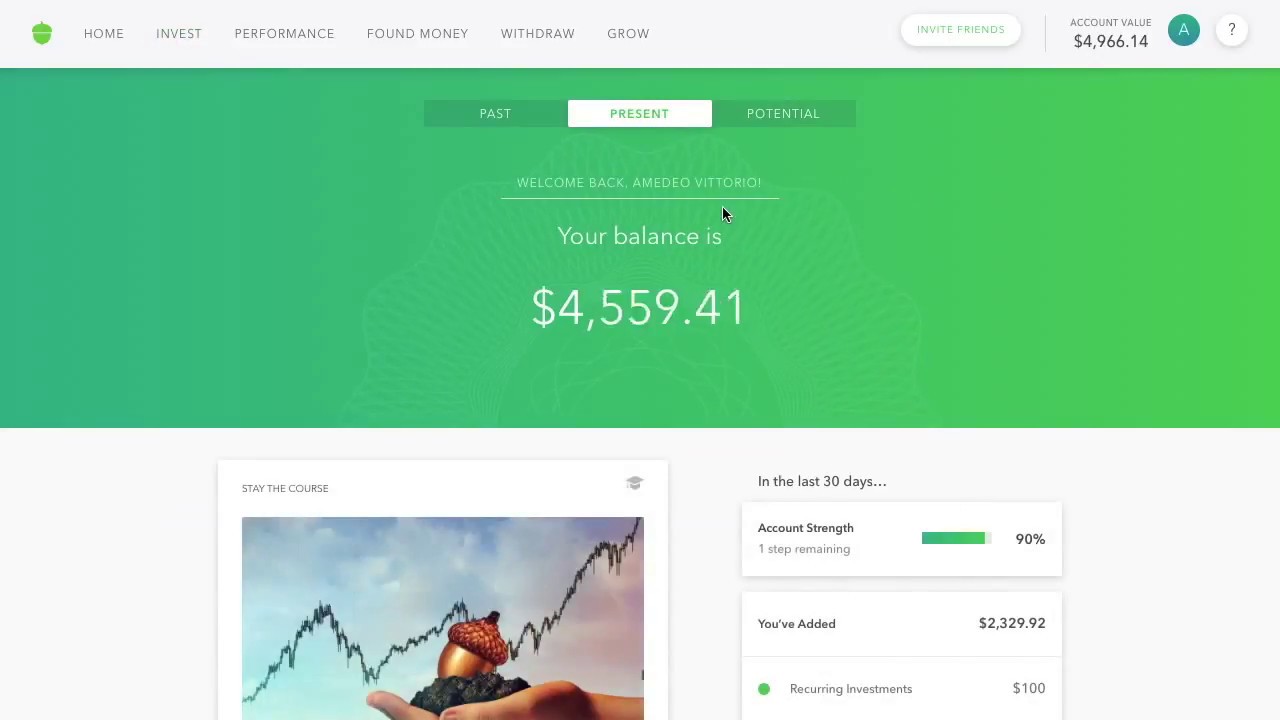 Acorns Agressive portfolio 6 weeks update