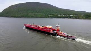 Following a ship over the Hudson