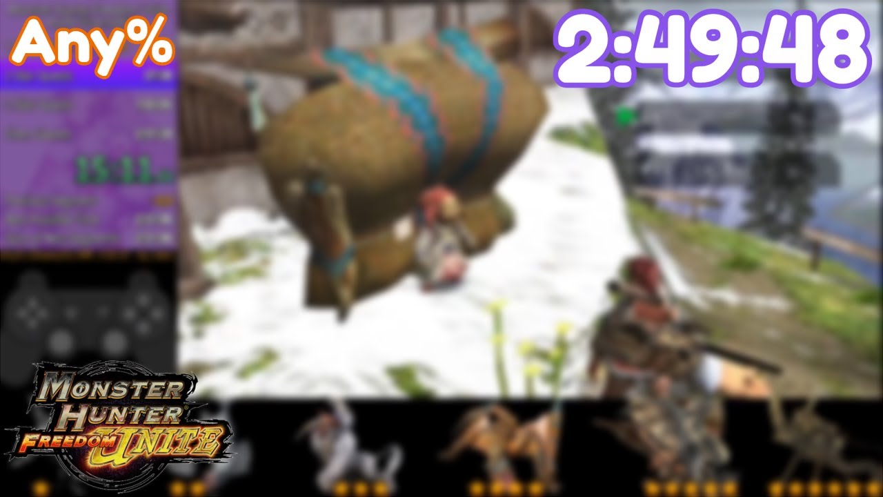 Monster Hunter Freedom Unite - Any% (Granny%) Speedrun - 
