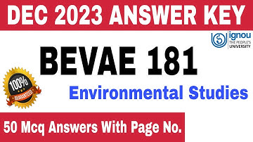BEVAE 181 Dec 2023 Answer Key | Bevae 181 Answer Key | BEVAE 181 Important Questions