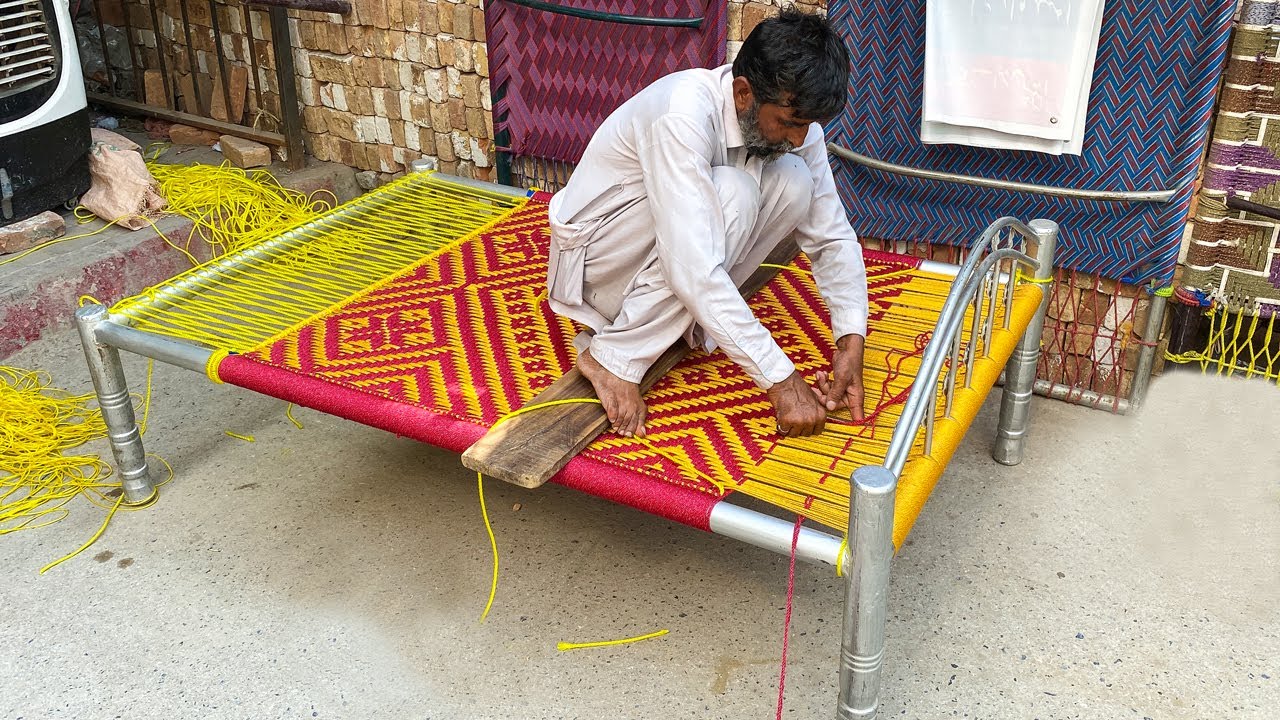 Artistic Technique of Weaving a Cot Wonderful Designed Nylon Rope Cot