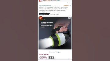 DOCOSS 3 in 1 Rechrgeable Torch Light + Table Lamp + Camping Lantern Emergency Lights Water