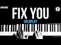 Coldplay - Fix You Karaoke SLOWER Acoustic Piano Instrumental Cover Lyrics