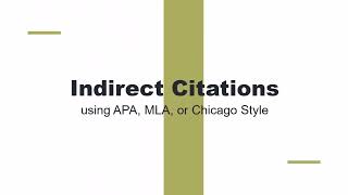 Using Indirect Citations in your paper