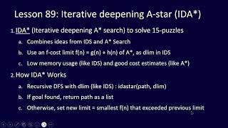 Information Iterative deepening A-star (IDA*) for 15-puzzles:  Lesson 89, Python Challenge for ALL Update