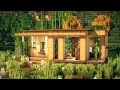 🍀 Minecraft : How to build a Wooden Modern House with a swimming pool | Simple Tutorial |