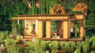 🍀 Minecraft : How to build a Wooden Modern House with a swimming pool | Simple Tutorial |