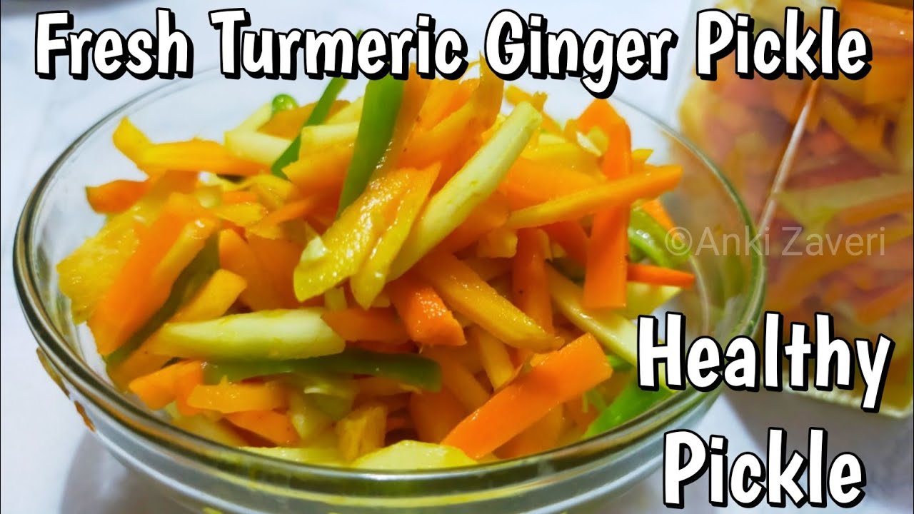 Gujarati Style No Oil Fresh Turmeric Ginger Pickle Haldi ka Aachar