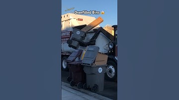 Garbage Truck Picks Up Overfilled Recycling Bins 😱 #shorts #tiktok #viral