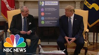 New jersey governor phil murphy thanked president trump for his help
on coronaivurs relief efforts in the state during a white house
meeting.» subscribe to n...