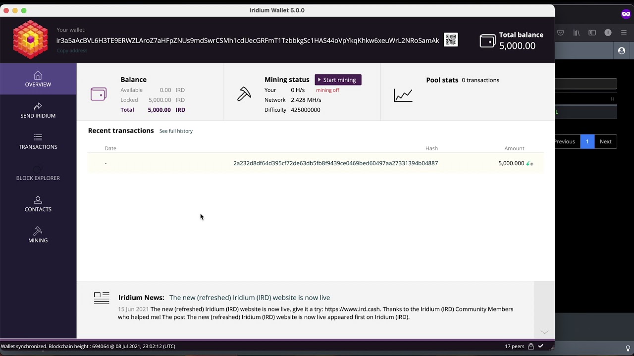 How To Send & Receive Iridium IRD Cryptocurrency Securely