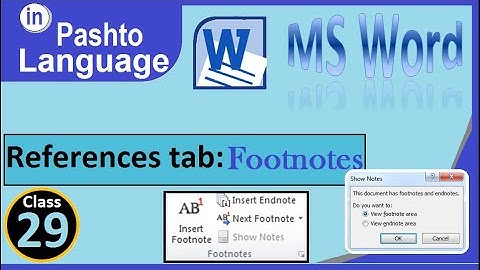MS Word References tab Footnotes group in pashto | winword References tab Footnote group in pashto