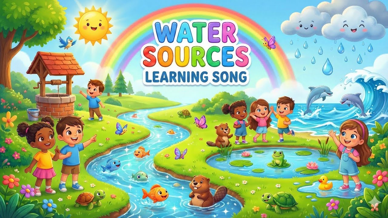 Water Sources Song for Kids 🌊💧 – Learn Rivers, Lakes, Oceans & Rain | 3D Animation