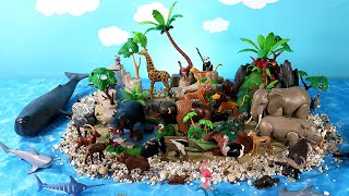 Fun Island Dioramas for  Safari Land and Sea Animal Figurines