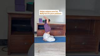 Arm fat? Belly bulge? This 1-minute seated flow targets both.”