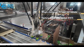 Delta robot case packing system for doypacks