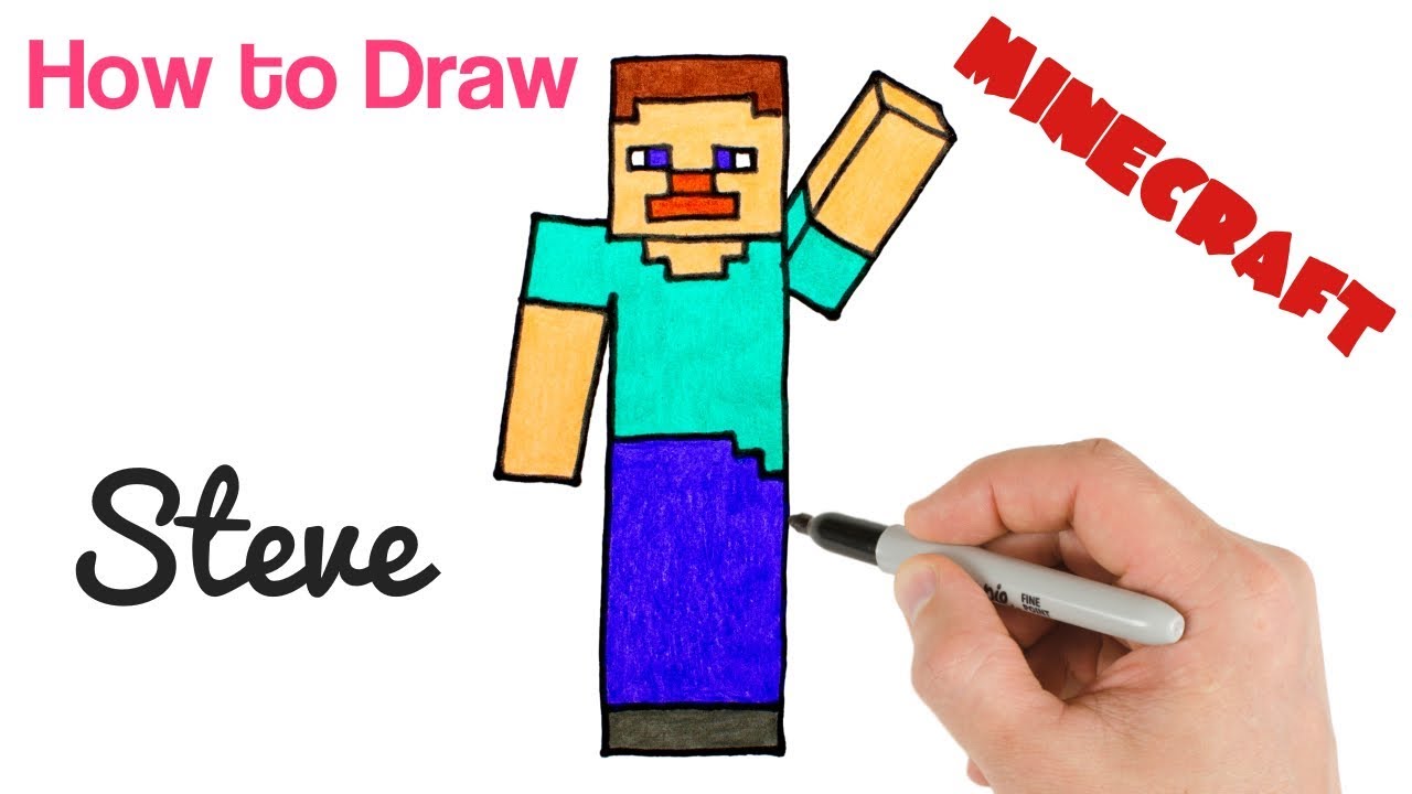 How to Draw Steve from Minecraft easy step by step drawing - YouTube