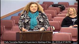 2018-11-20 Falls Township Board of Supervisor's Meeting