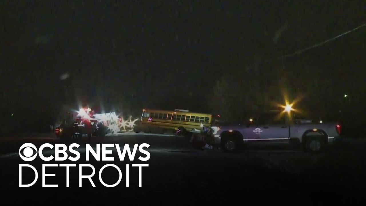 Minor injuries reported after school bus carrying children slides off ...