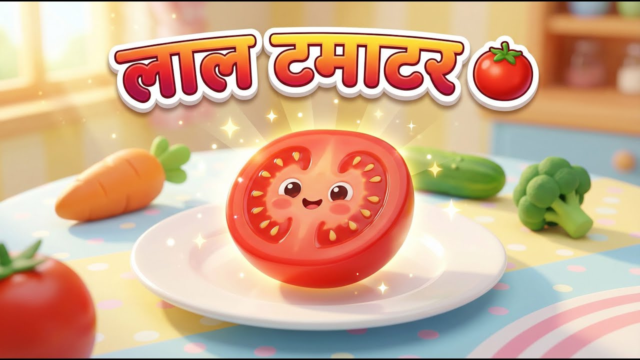 “लाल टमाटर | Laal Tamatar” – a fun & healthy Hindi rhyme for kids.