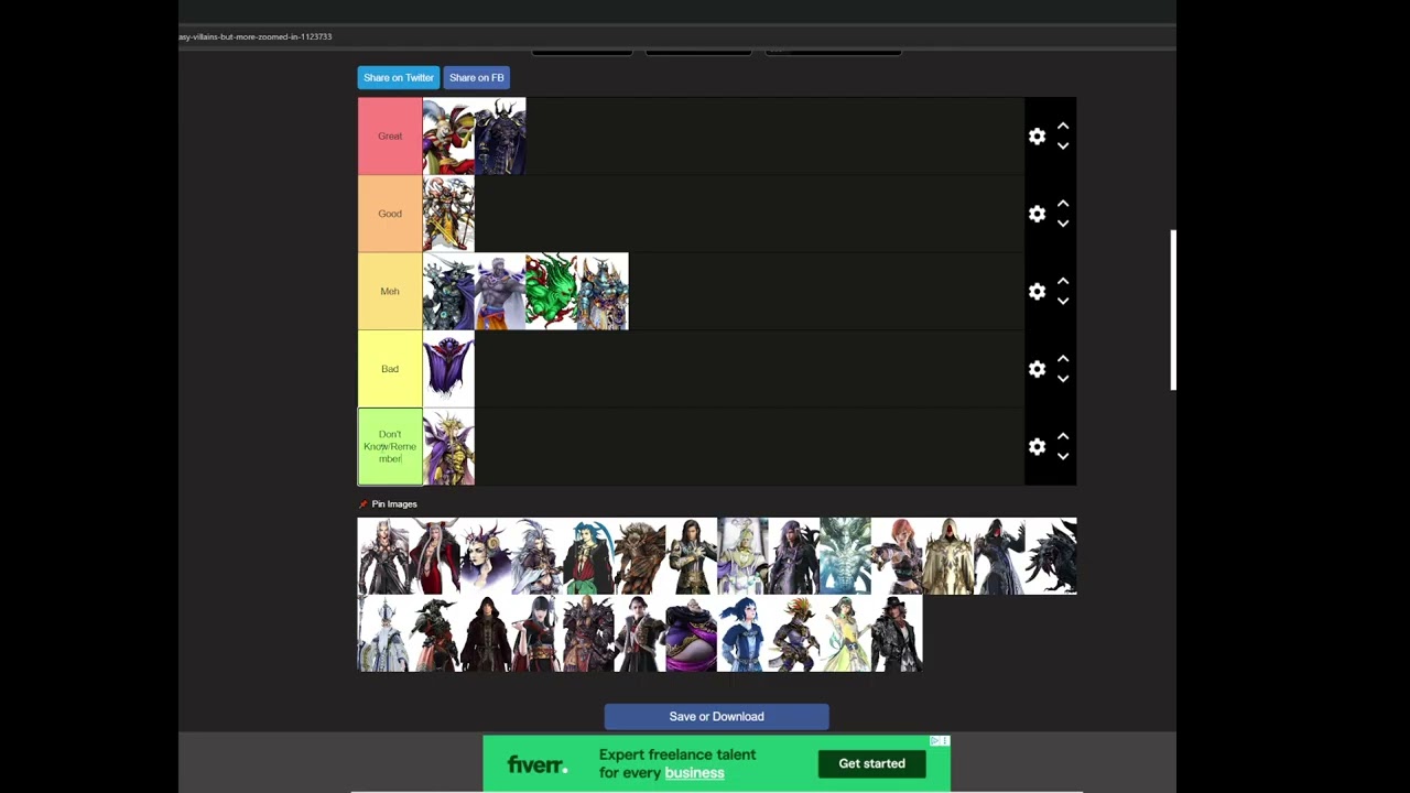 Elesh Tier List - Final Fantasy Antagonists
