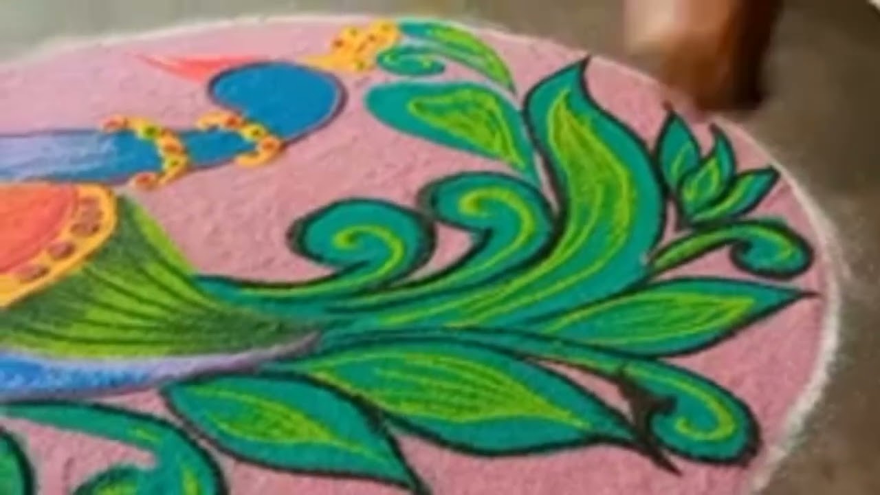 Day 20 Margazhi Madam special Rangoli Design//Beautiful Peacock 🦚 🌺 Free Hands Rangoli designs 